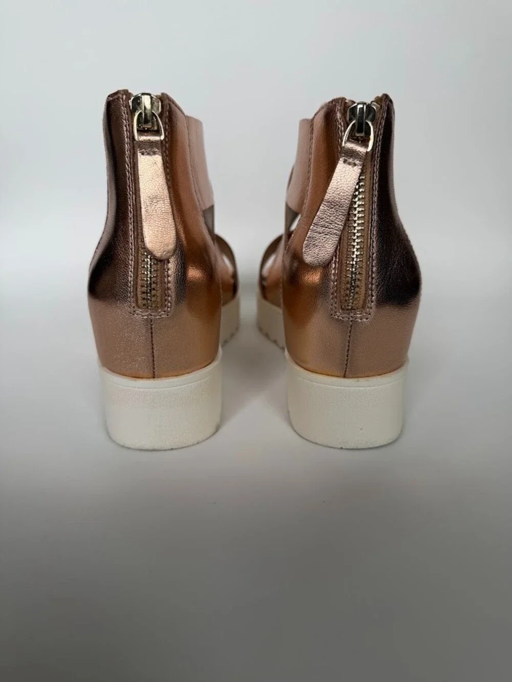 Steven Natural Comfort Kea Rose Gold Leather Platform Wedge Sandals NC-KEA Sz 6